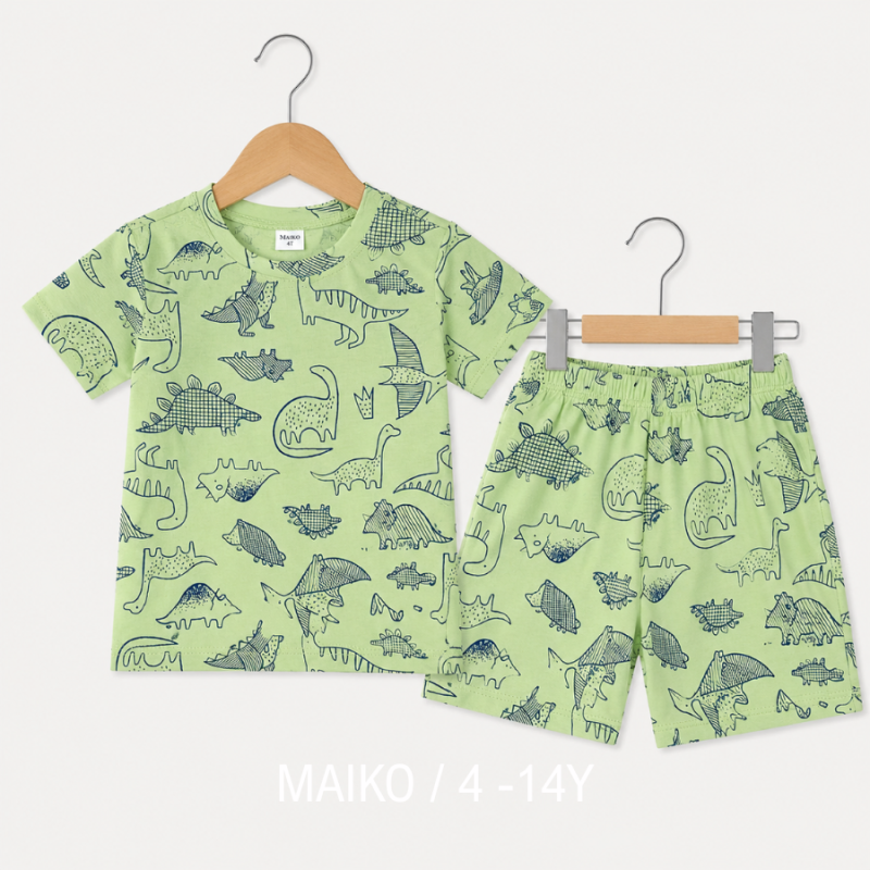 BỘ COTTON CỘC TAY IN TRÀN BÉ TRAI 4-14 TUỔI 