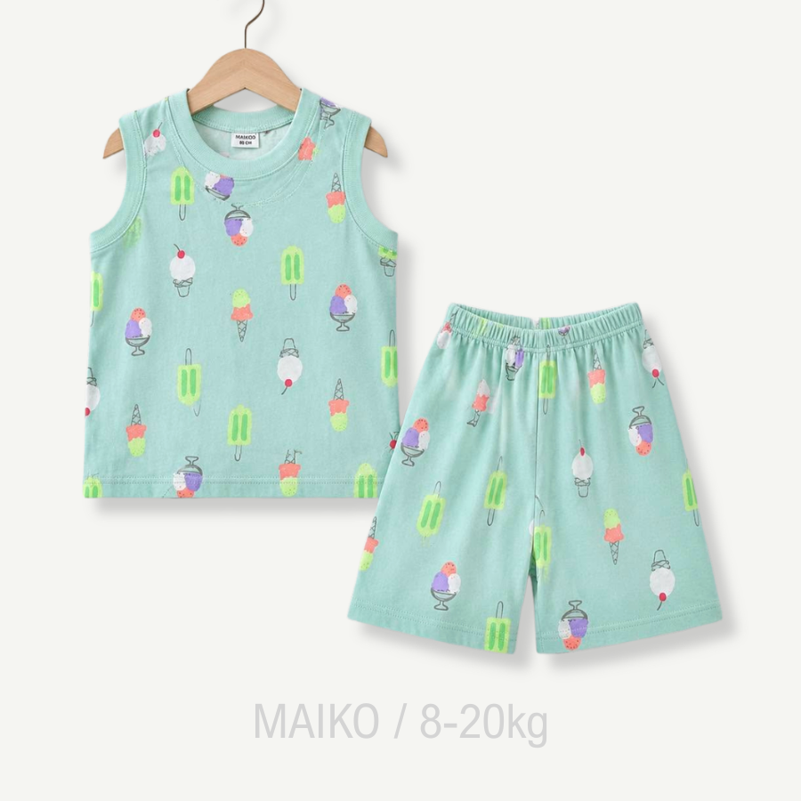 BỘ COTTON 3 LỖ IN TRÀN HÌNH BÉ GÁI 1-5Y