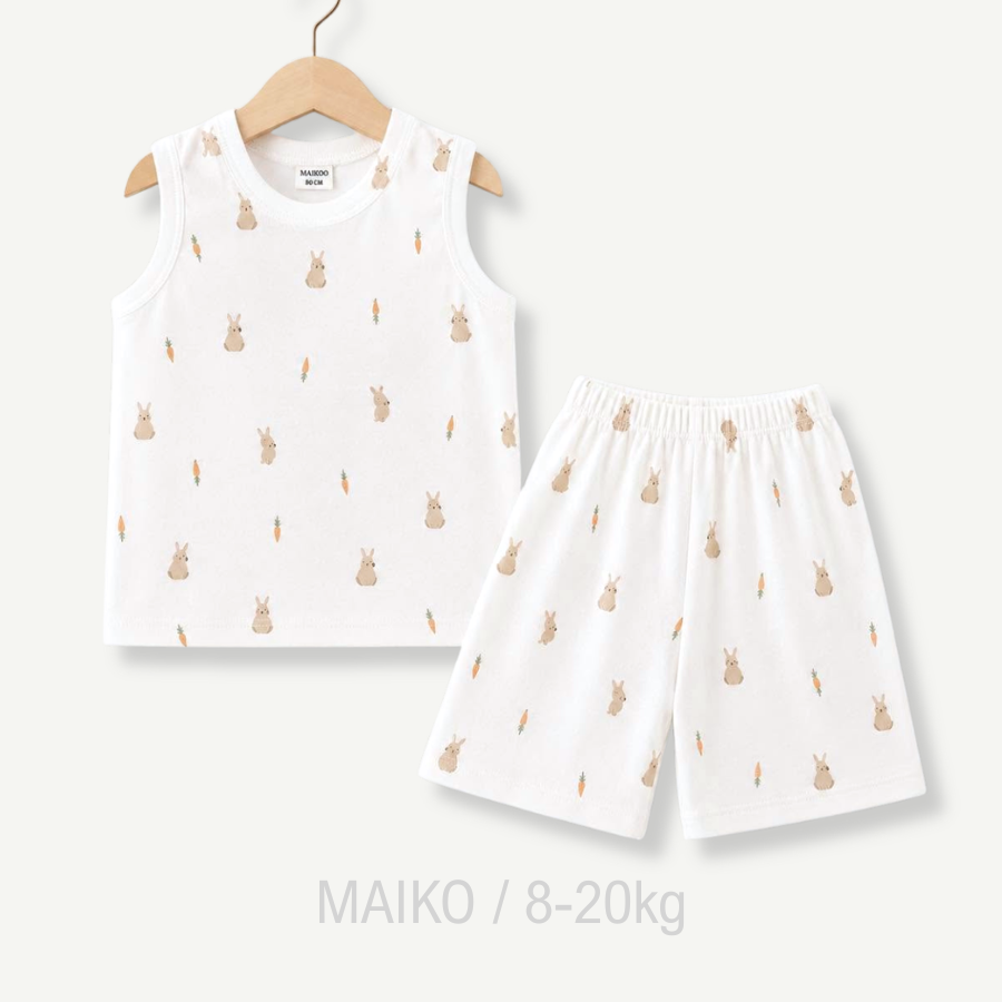BỘ COTTON 3 LỖ IN TRÀN HÌNH BÉ GÁI 1-5Y