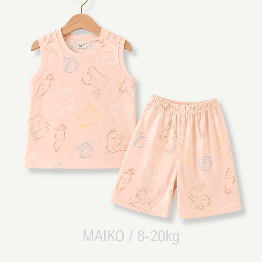 BỘ COTTON 3 LỖ IN TRÀN HÌNH BÉ GÁI 1-5Y