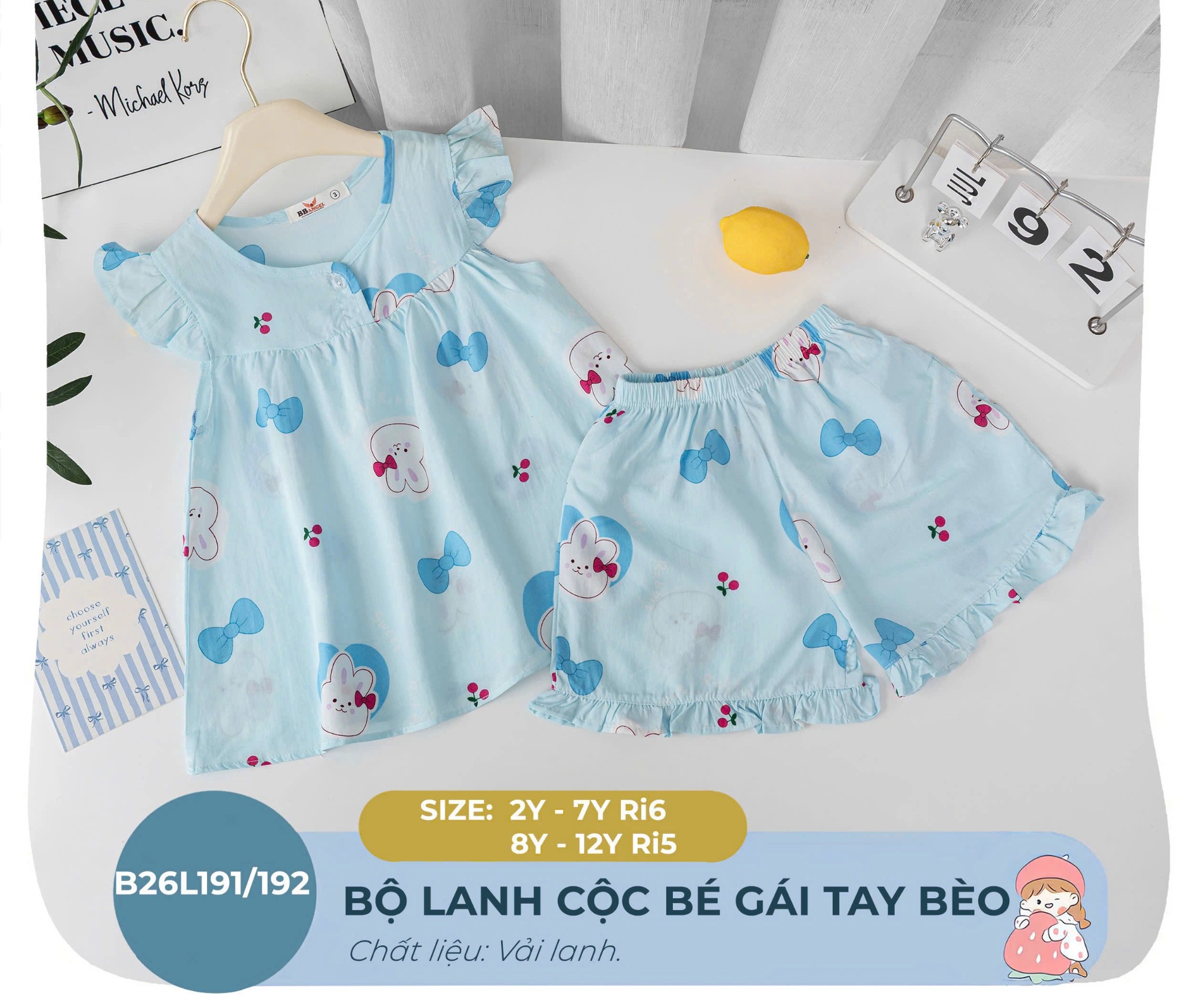BỘ CỘC TAY LANH BÉ GÁI 2-7 TUỔI