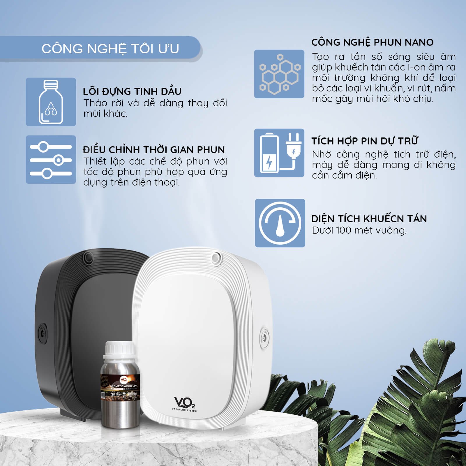 Cho Diffuser Máy xông tinh dầu chuyên dụng cho gia đình VO2 Smart Home Diffuser V100 ...