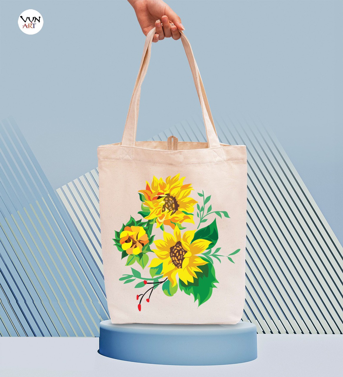Túi Tote vải canvas hình hoa hướng dương