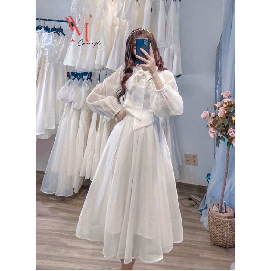 Váy đầm vintage hoa hở lưng tiểu thư dáng xoè  Dương Fashion