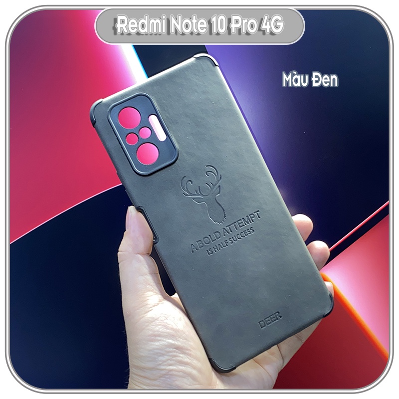 Ốp lưng cho Xiaomi Redmi Note 10 Pro 4G da hươu 4 góc chống sốc