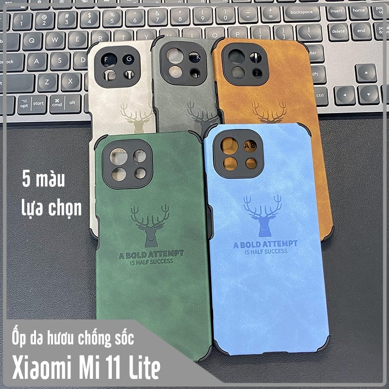 Ốp lưng cho Xiaomi Mi 11 Lite 4G - 5G da hươu 4 góc chống sốc