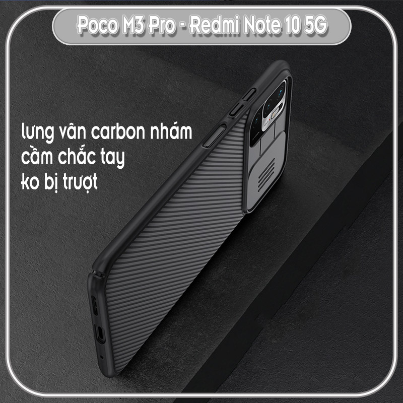 Ốp lưng cho Xiaomi Redmi Note 10 5G - Poco M3 Pro Nillkin CamShield che camera - Hàng nhập khẩu