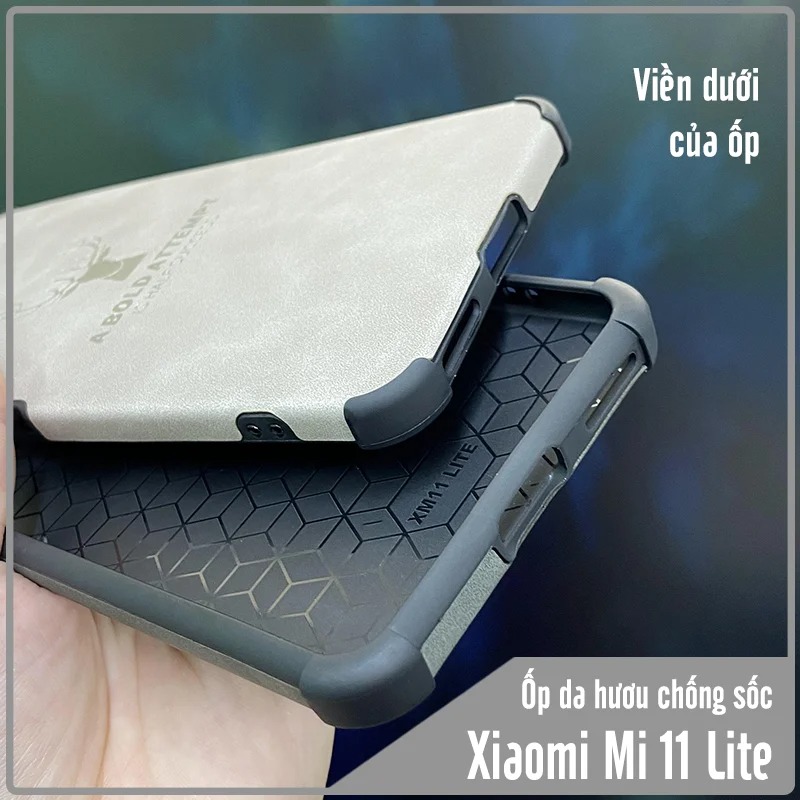 Ốp lưng cho Xiaomi Mi 11 Lite 4G - 5G da hươu 4 góc chống sốc