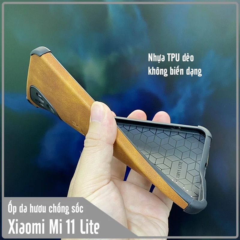 Ốp lưng cho Xiaomi Mi 11 Lite 4G - 5G da hươu 4 góc chống sốc