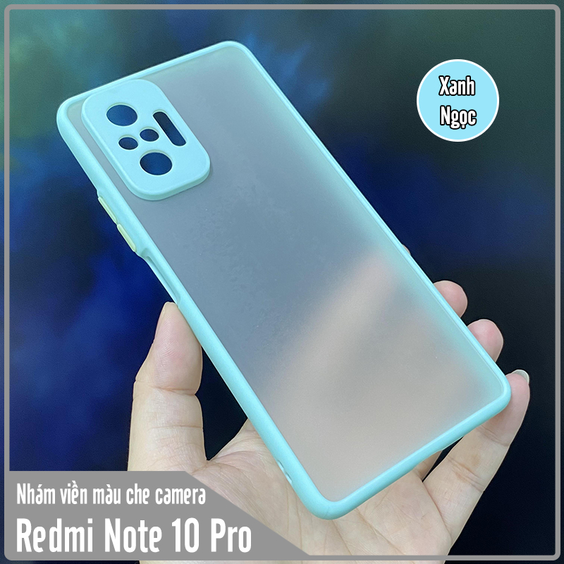 Ốp lưng cho Xiaomi Redmi Note 10 Pro nhám viền màu che camera