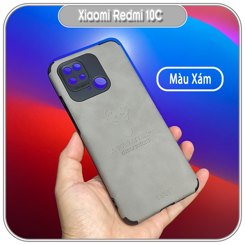 Ốp lưng cho Xiaomi Redmi 10C da hươu 4 góc chống sốc