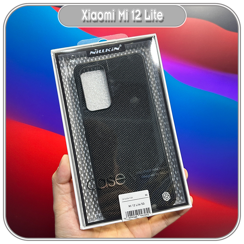 Ốp lưng cho Xiaomi Mi 12 Lite mặt lưng Vải Nillkin viền nhựa TPU dẻo