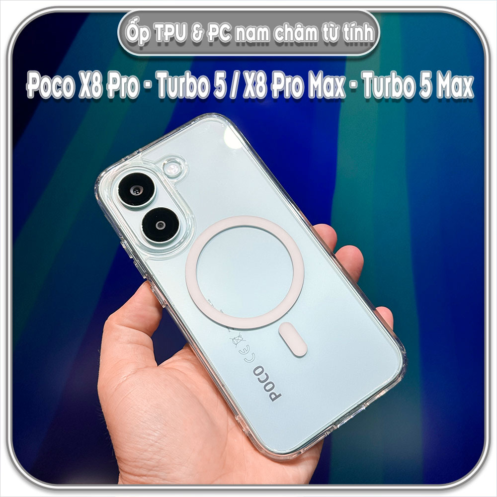 Ốp TPU+PC cho  Poco X8 Pro - Turbo 5 / X8 Pro Max - Turbo 5 Max, nam châm sạc từ tính