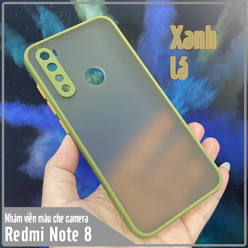 Ốp lưng cho Xiaomi Redmi Note 8 trong nhám viền màu che camera