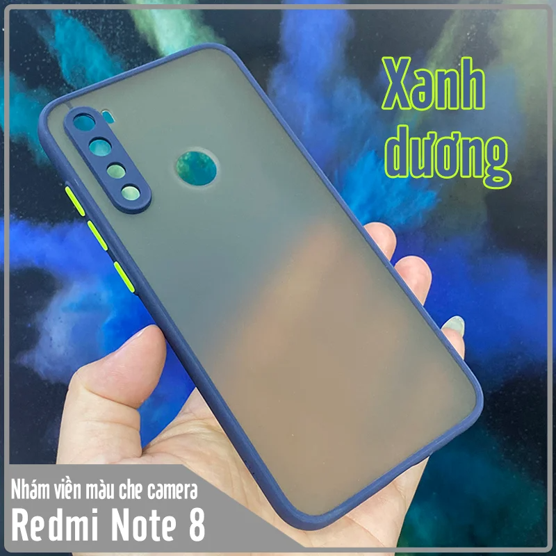 Ốp lưng cho Xiaomi Redmi Note 8 trong nhám viền màu che camera