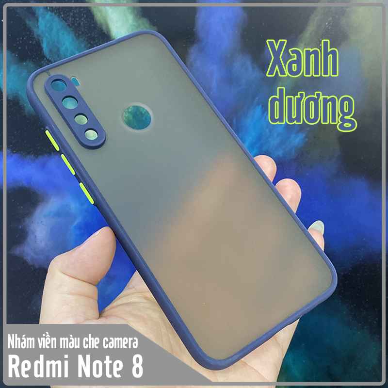 Ốp lưng cho Xiaomi Redmi Note 8 trong nhám viền màu che camera