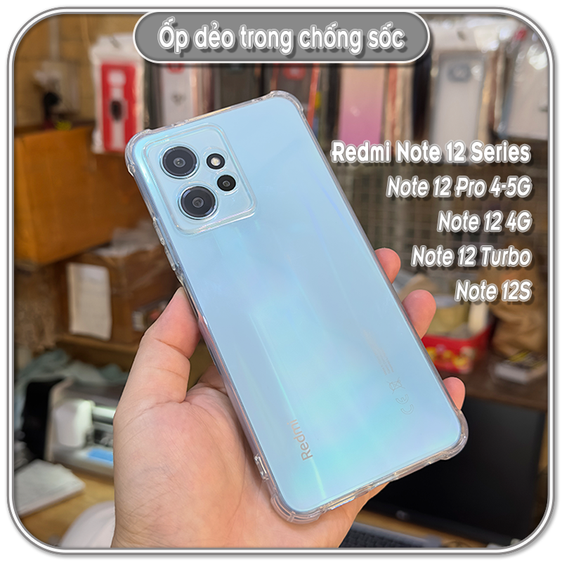 Ốp lưng chống sốc cho Redmi Note 12 4G - 12 Pro 4G & 5G - 12S - 12 Turbo nhựa dẻo TPU trong che camera