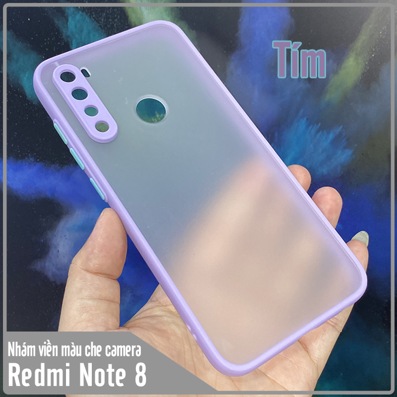 Ốp lưng cho Xiaomi Redmi Note 8 trong nhám viền màu che camera