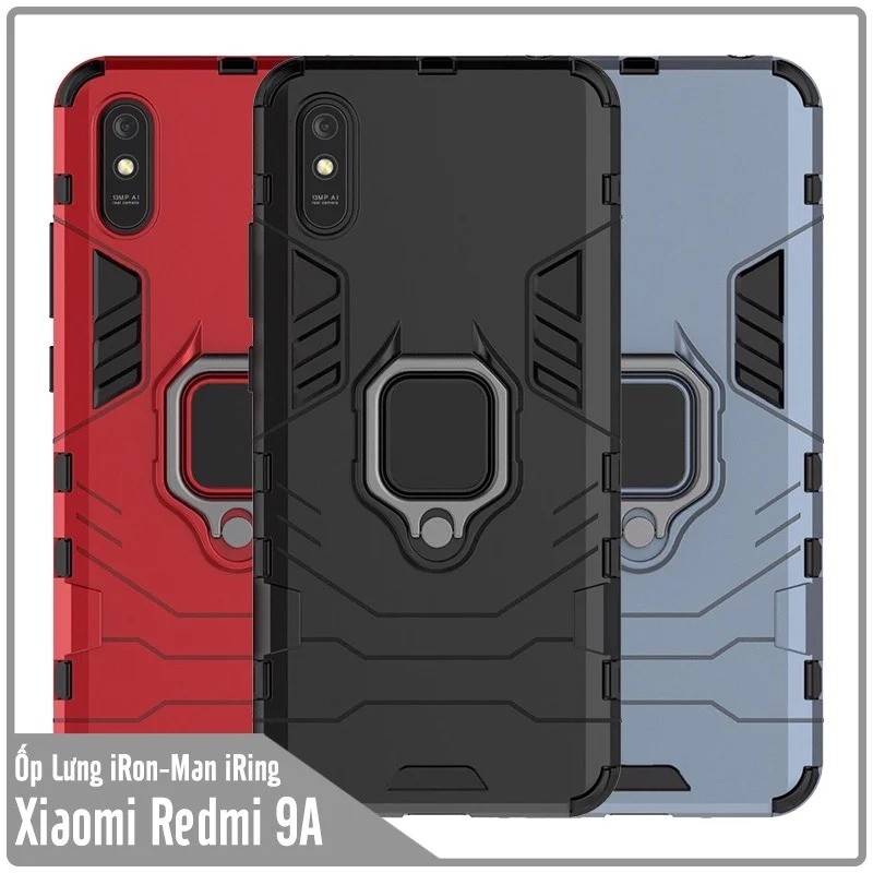 Ốp lưng cho Redmi 9A iRON - MAN IRING Nhựa PC cứng viền dẻo chống sốc