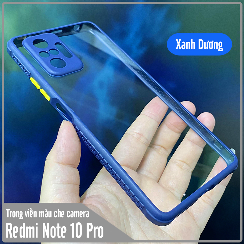 Ốp lưng cho Xiaomi Redmi Note 10 Pro trong viền màu che camera 4 Góc chống sốc