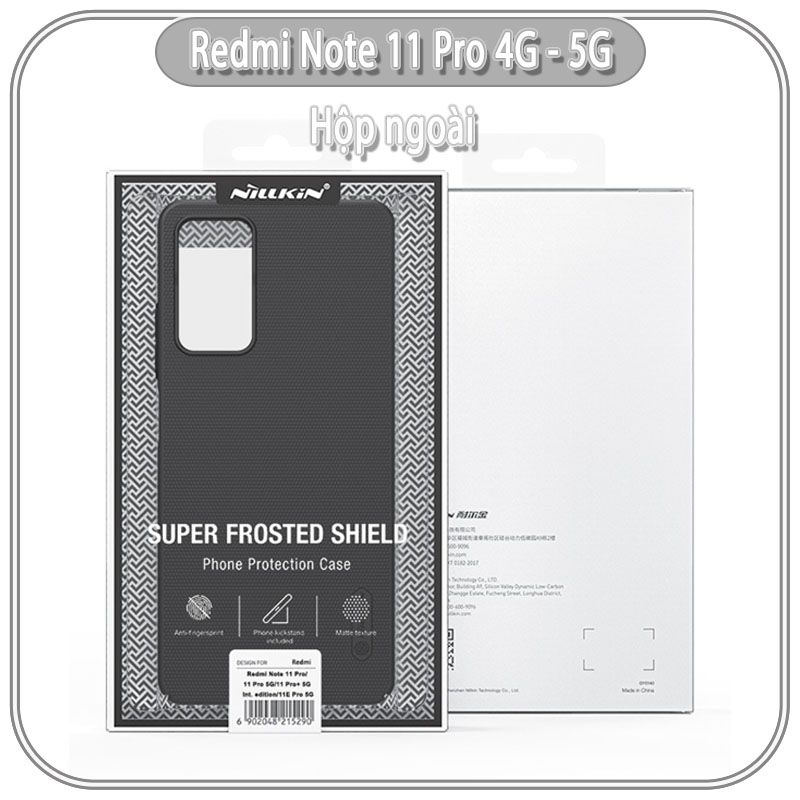 Ốp lưng cho Redmi Note 11 Pro - Note 12 Pro 4G Frosted Shield nhựa PC cứng Nillkin , Vân nhám , chống vân tay