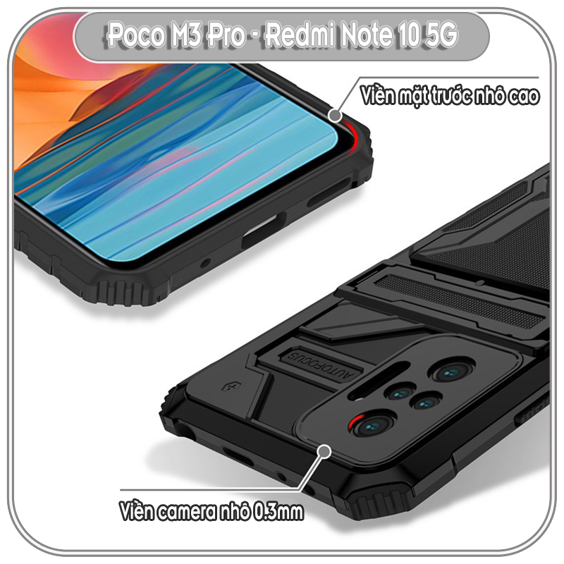 Ốp lưng 4 góc chống sốc cho Xiaomi Redmi Note 10 5G - Poco M3 Pro Card Holder đựng thẻ