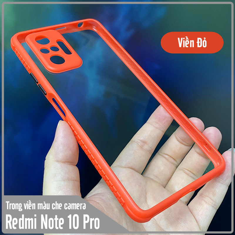 Ốp lưng cho Xiaomi Redmi Note 10 Pro trong viền màu che camera 4 Góc chống sốc