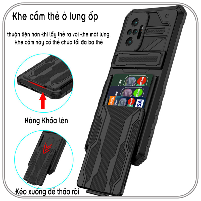 Ốp lưng 4 góc chống sốc cho Xiaomi Redmi Note 10 5G - Poco M3 Pro Card Holder đựng thẻ