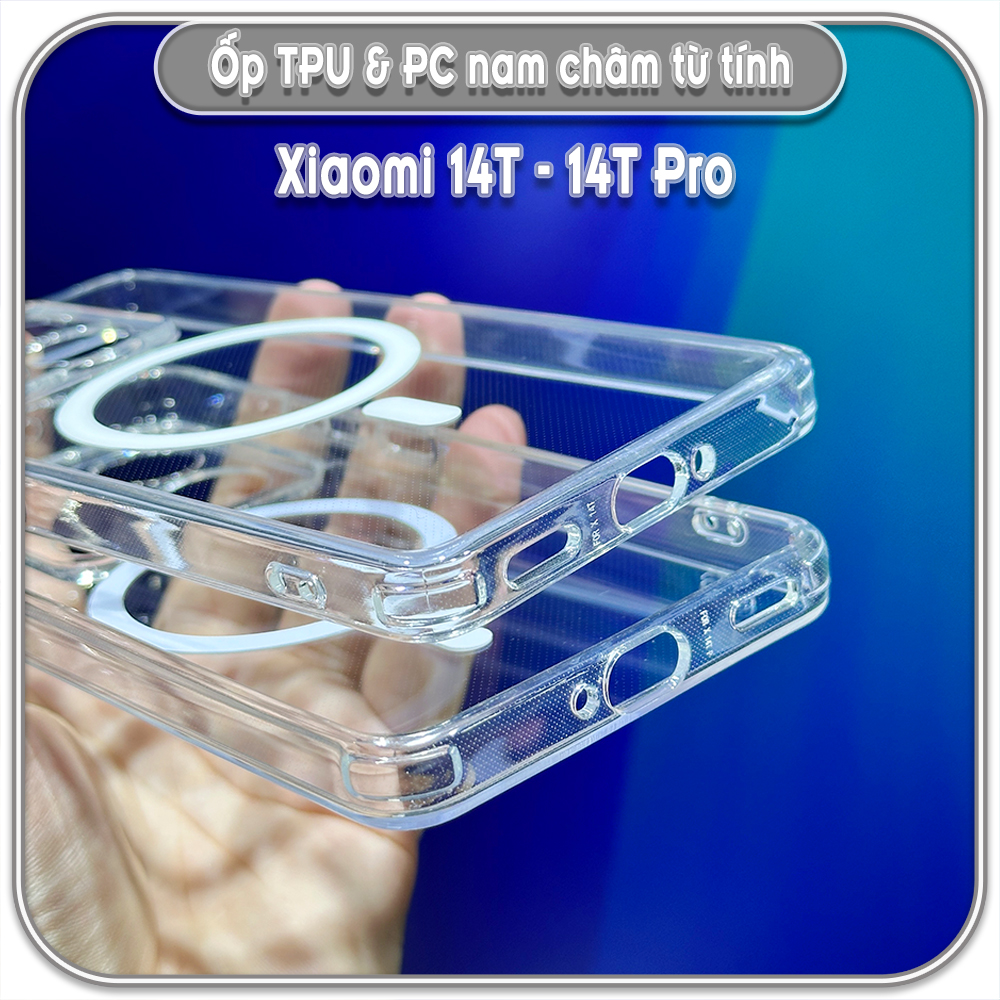 Ốp TPU+PC mỏng cho Xiaomi 14T - 14T Pro, có nam châm sạc từ tính