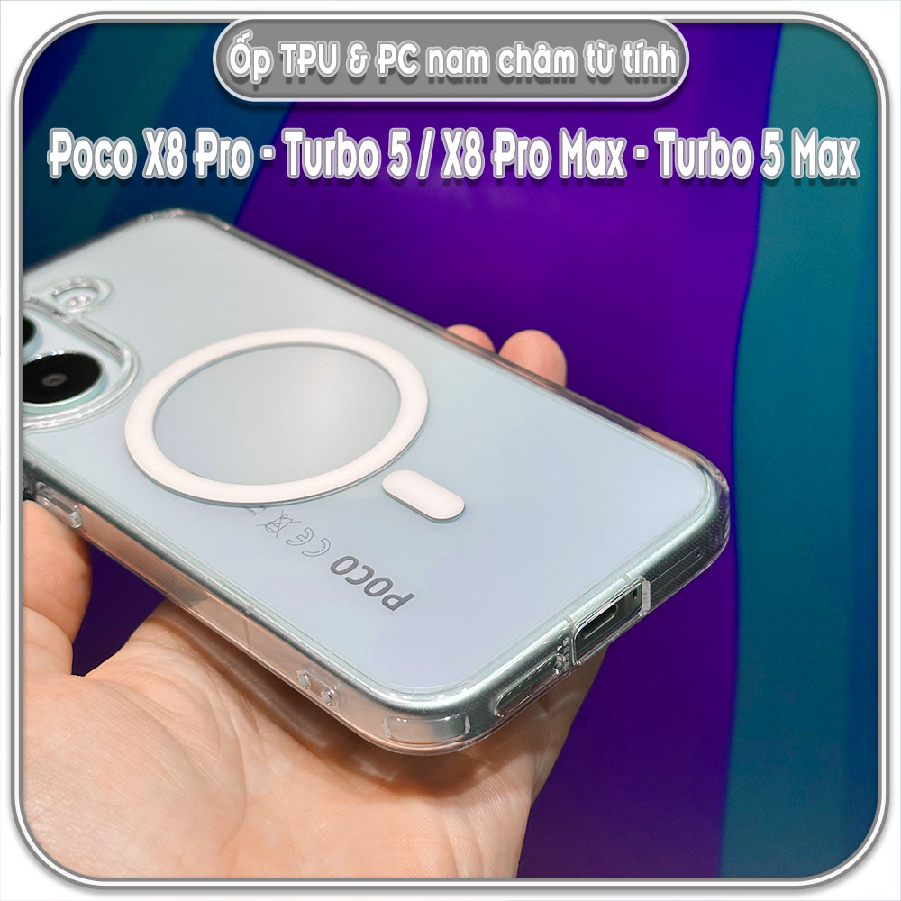 Ốp TPU+PC cho  Poco X8 Pro - Turbo 5 / X8 Pro Max - Turbo 5 Max, nam châm sạc từ tính