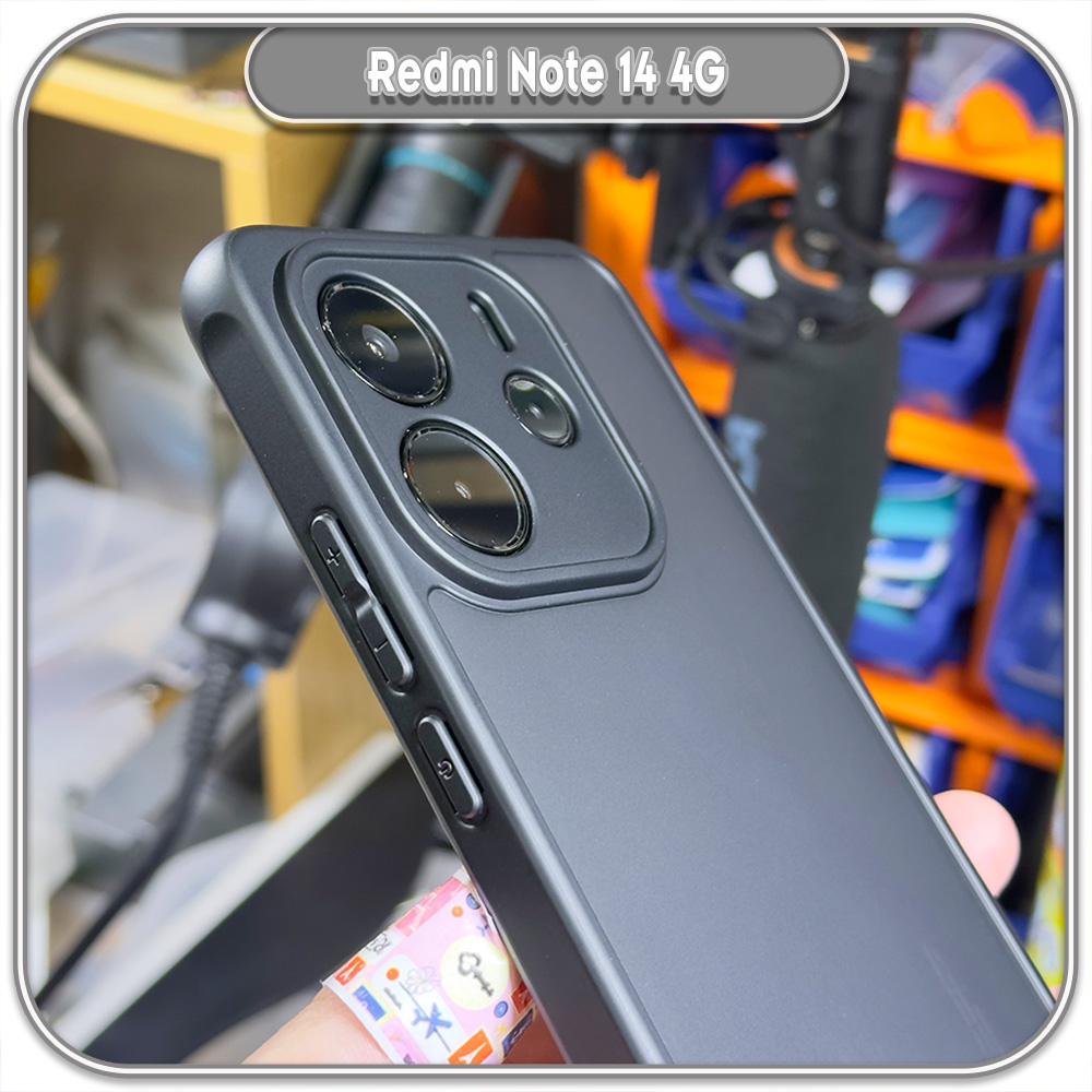 Ốp lưng chống sốc Redmi Note 14 4G, nhám đen che camera