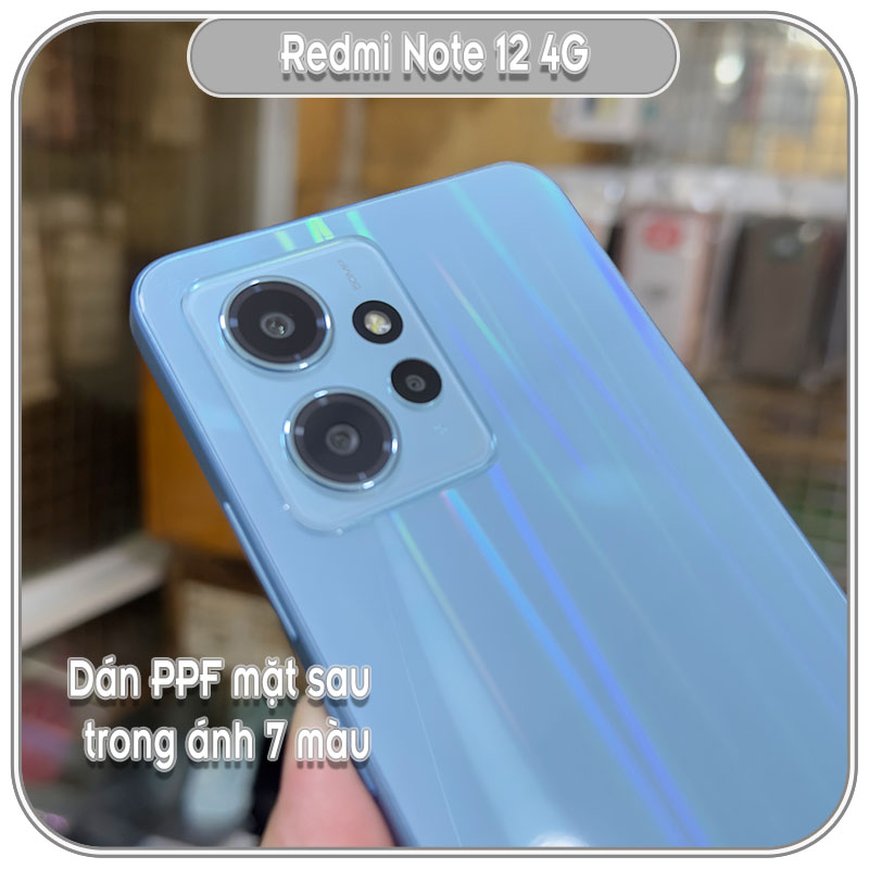 Miếng dán PPF cho Redmi Note 12 4G, trong ánh 7 màu chống trầy mặt lưng