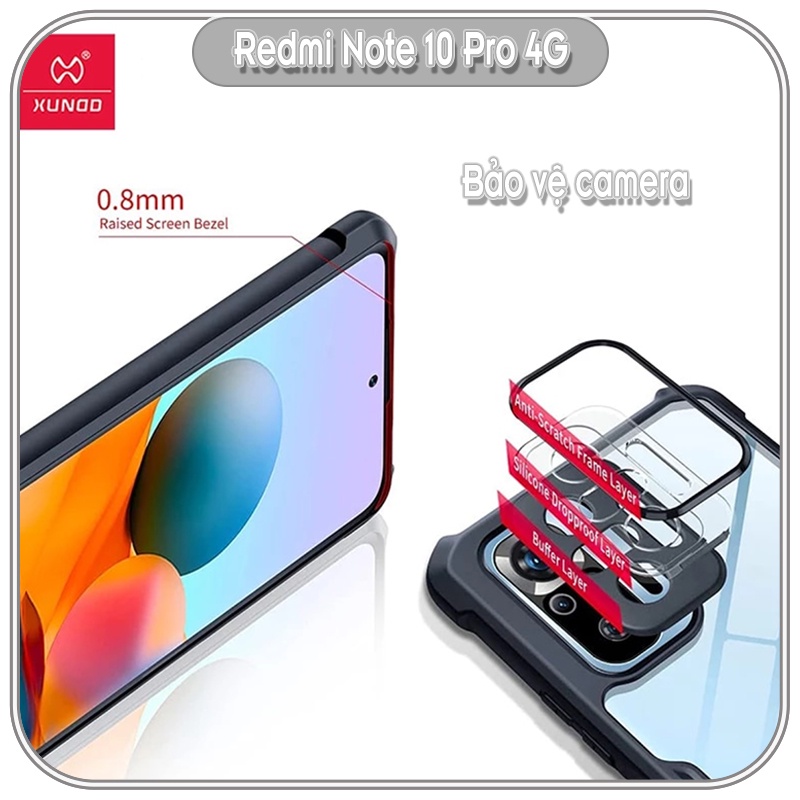 Ốp lưng cho Xiaomi Redmi Note 10 Pro 4G chống sốc trong viền nhựa dẻo XunDD