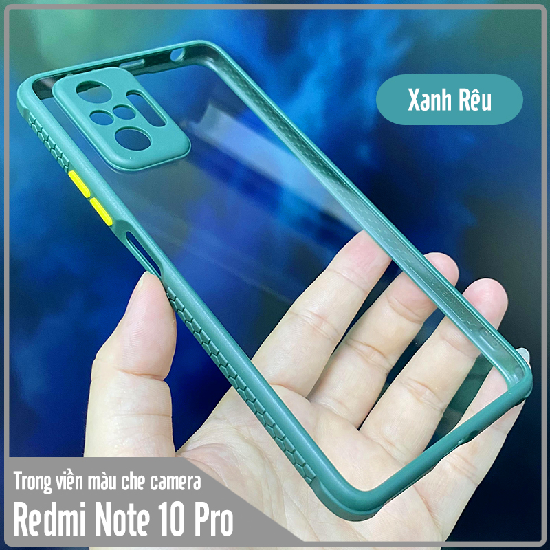 Ốp lưng cho Xiaomi Redmi Note 10 Pro trong viền màu che camera 4 Góc chống sốc