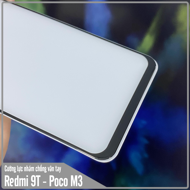 Kính cường lực cho Xiaomi Redmi 9T - Poco M3 chống vân tay Full viền Đen