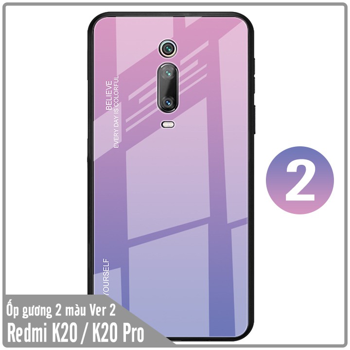 Ốp lưng Xiaomi Redmi K20 / K20 Pro gương cứng 2 màu Ver 2 , viền TPU dẻo đen