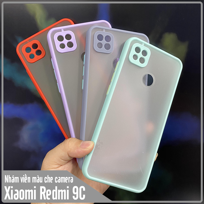 Ốp lưng cho Xiaomi Redmi 9C - Redmi 10A trong nhám viền màu che camera