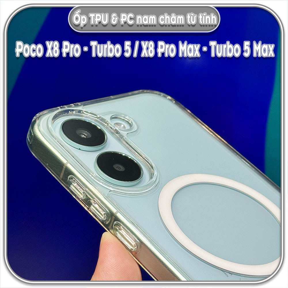 Ốp TPU+PC cho  Poco X8 Pro - Turbo 5 / X8 Pro Max - Turbo 5 Max, nam châm sạc từ tính