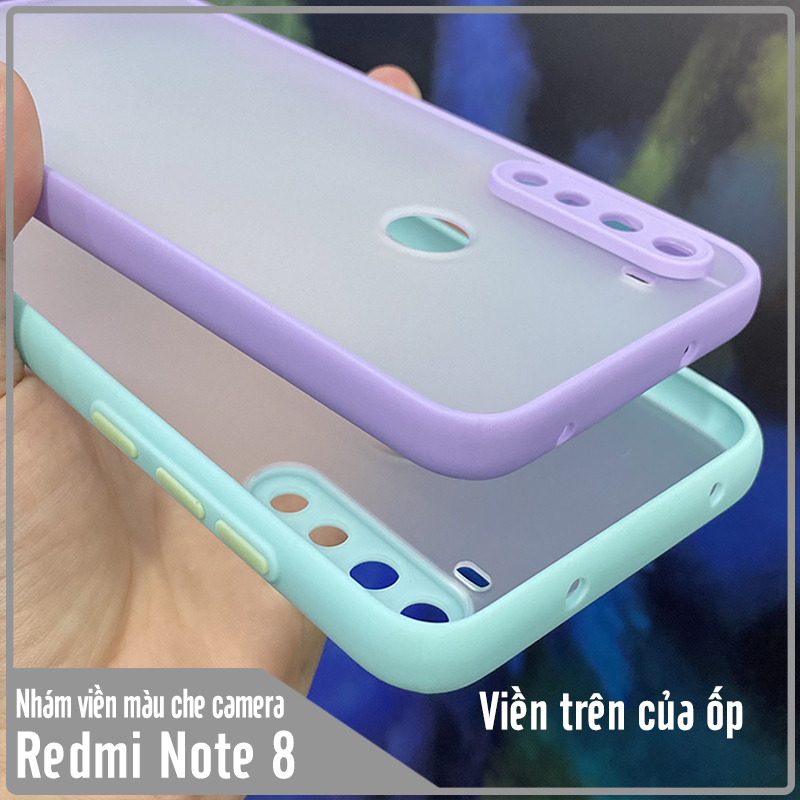 Ốp lưng cho Xiaomi Redmi Note 8 trong nhám viền màu che camera