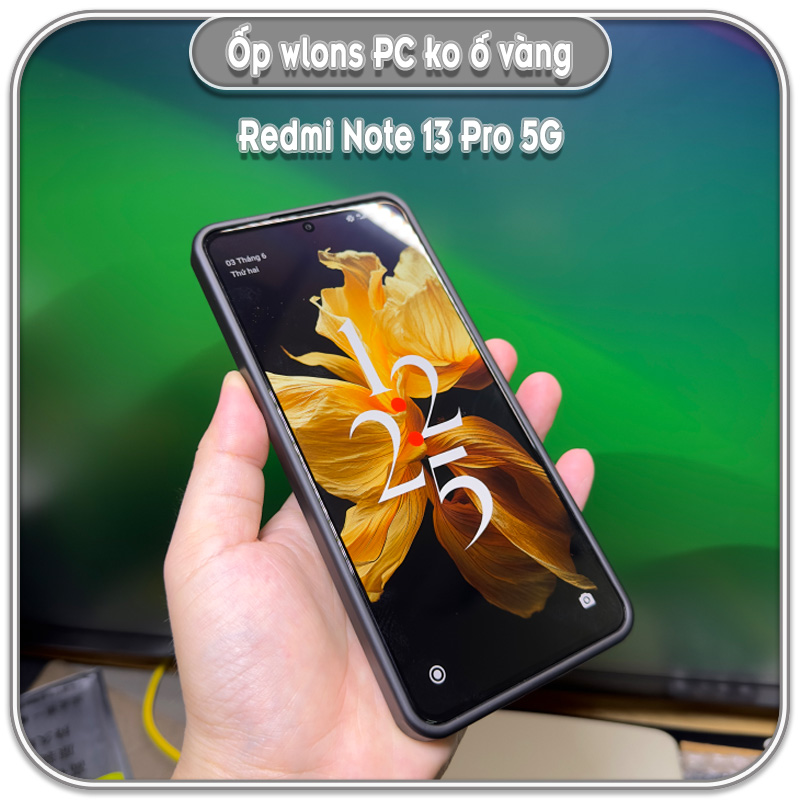 Ốp chống sốc wlons cho Redmi Note 13 Pro 5G, lưng PC không ố vàng