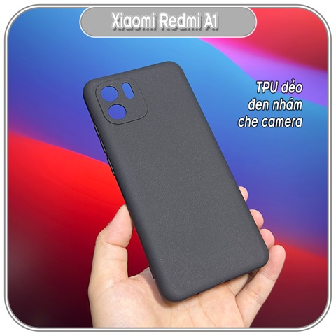 Ốp lưng cho Xiaomi Redmi A1 4G, nhựa dẻo TPU đen nhám, che camera