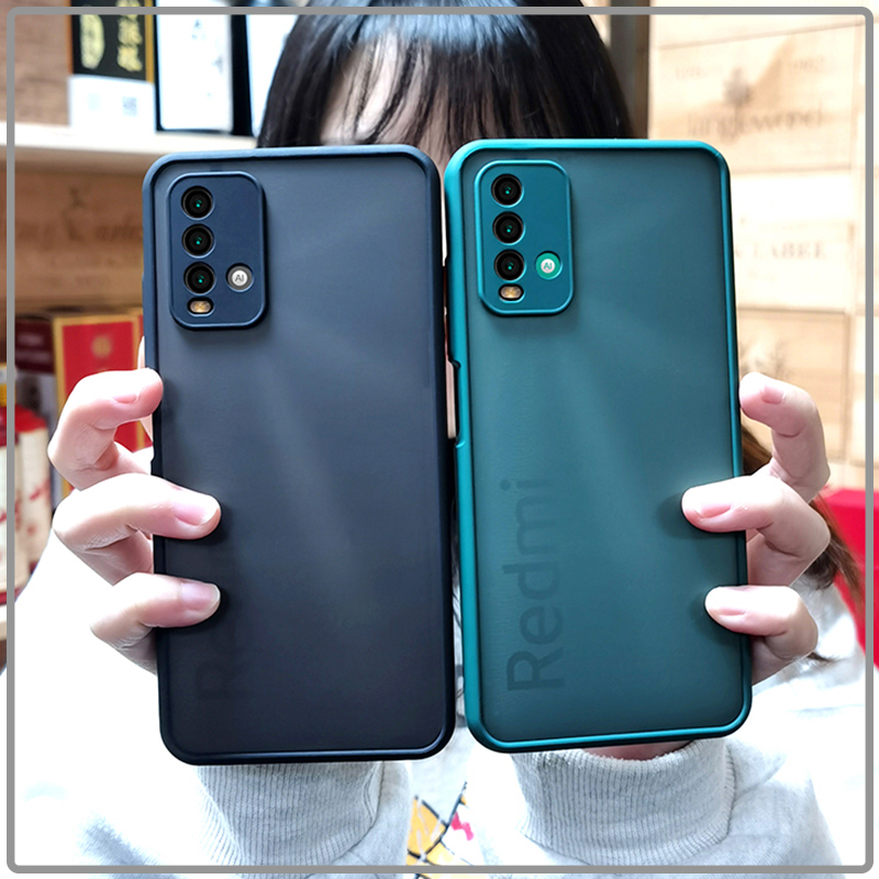 Ốp lưng nhám viền màu che camera cho Xiaomi Redmi 9T - Redmi Note 9 4G