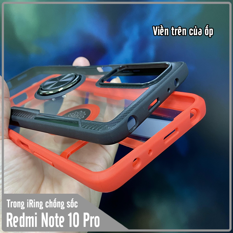 Ốp lưng cho Xiaomi Redmi Note 10 Pro Trong Suốt Chống Sốc iRing Viền Màu