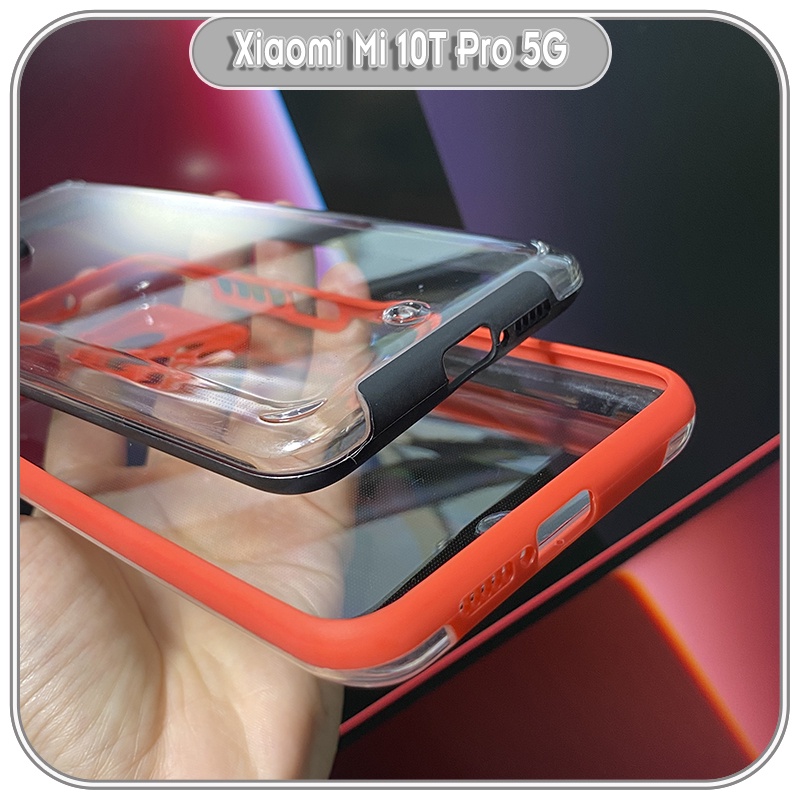 Ốp Lưng cho Xiaomi Mi 10T - Mi 10T Pro PC Trong Suốt Viền Màu Mỏng ,Che Camera
