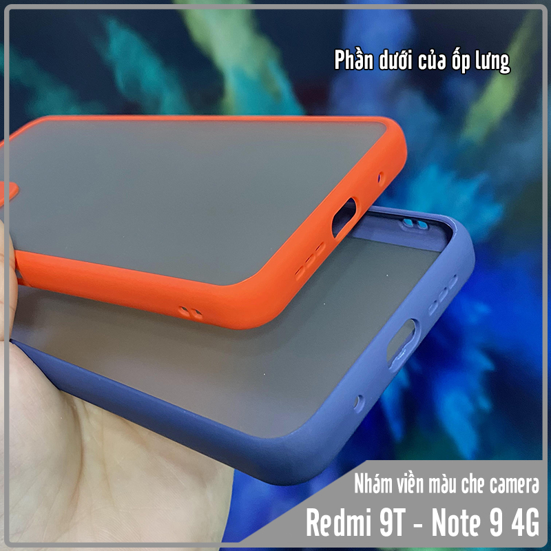 Ốp lưng nhám viền màu che camera cho Xiaomi Redmi 9T - Redmi Note 9 4G