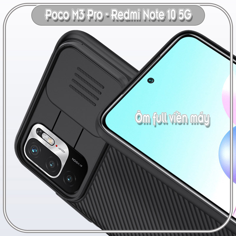 Ốp lưng cho Xiaomi Redmi Note 10 5G - Poco M3 Pro Nillkin CamShield che camera - Hàng nhập khẩu