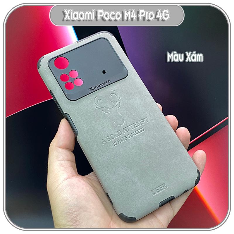 Ốp lưng cho Xiaomi Poco M4 Pro 4G da hươu 4 góc chống sốc