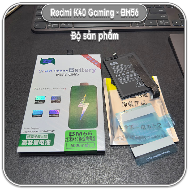 Thay pin Redmi K40 Gaming, Suiqi BM56 5000mAh