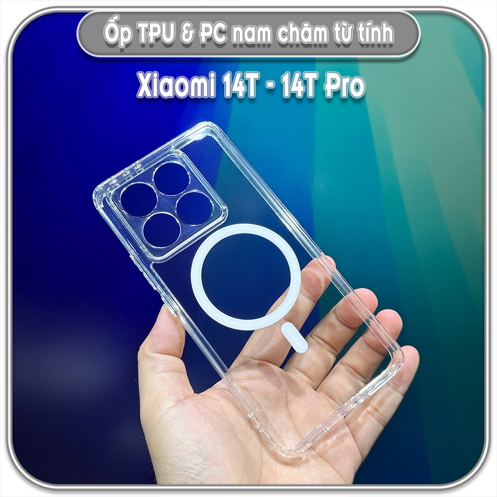 Ốp TPU+PC mỏng cho Xiaomi 14T - 14T Pro, có nam châm sạc từ tính