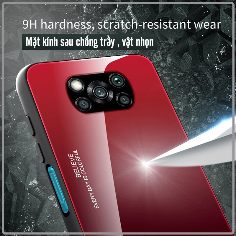 Ốp lưng dành cho Xiaomi Poco X3 NFC gương cứng 2 màu Gradient Ver 2 , viền TPU dẻo đen